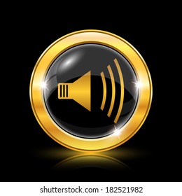 Golden shiny icon on black background - internet button