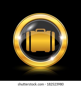 Golden shiny icon on black background - internet button