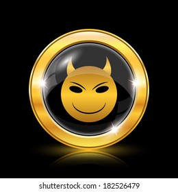Golden shiny icon on black background - internet button