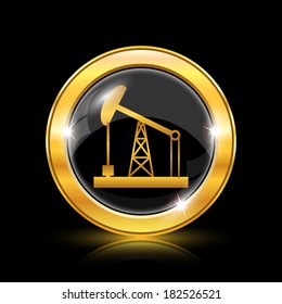 Golden shiny icon on black background - internet button