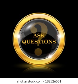 Golden shiny icon on black background - internet button