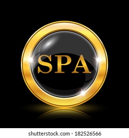 Golden shiny icon on black background - internet button