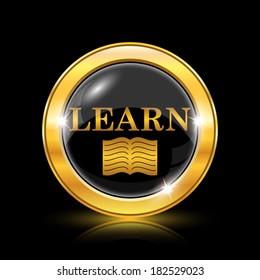 Golden shiny icon on black background - internet button
