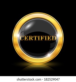 Golden shiny icon on black background - internet button