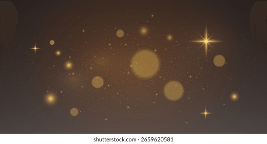 Fondo de luz brillante dorado con partículas brillantes.