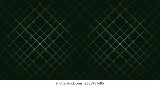 Golden shiny lines on a green background abstract vector seamless design for wallpaper, wrapping paper, textiles