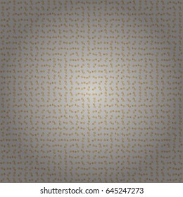 Golden shiny ornament on gray background, damask seamless pattern, abstract shapes. Vector illustration.