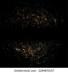 Golden shiny sparkling particles on black background. Vector design