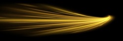 Golden Shiny Spiral Wave Sparks. Curved Yellow Speed Line Twirl. Glittering Wavy Trail. Swirling Dynamic Neon Circle. Magic Gold Whirlwind With Flare Sparkles. Glow Swirl Light Bokeh Effect.