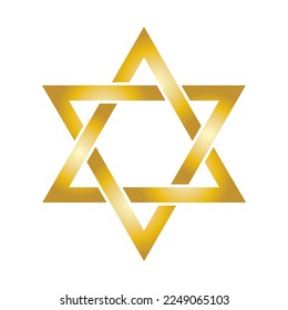 Golden shiny Star of David icon vector. Star of David symbol of Jewish identity and Judaism. Gold Star of David graphic design element isolated on a white background