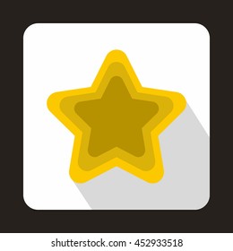 Golden shiny star icon in flat style on a white background