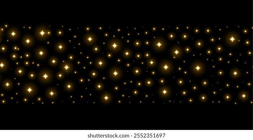 golden and shiny stardust particle on dark background vector