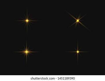 golden shiny stars on a dark background