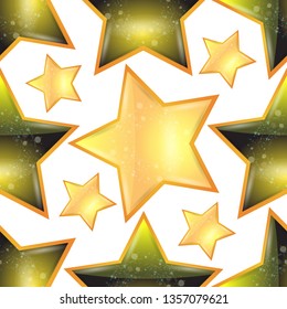Golden shiny stars seamless. Star background for your design. Vector illustration.