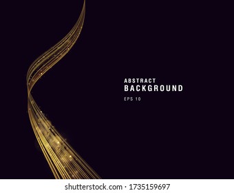Golden shiny stripe, curve from lines design element, festive glowing lines, cover design wallpaper