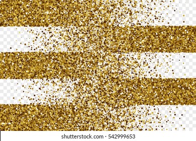 Golden Shiny Tinsel Square Particles Abstract Vector Illustration on Transparent Background. Celebration, holidays and party design element