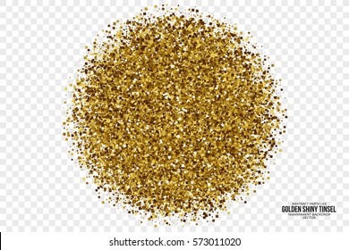 Golden Shiny Tinsel Square Particles Abstract Vector Illustration on Transparent Background. Celebration, holidays and party design element