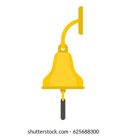 Golden ship bell icon flat isolated on white background vector illustration