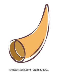 golden shofar horn over white