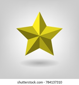 Golden shooting star design with shadow