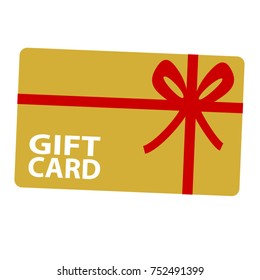 Golden Shopping Gift Card Icon With Red Ribbon