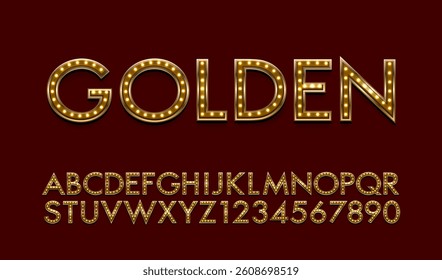 Golden Show font set collection, letters and numbers symbol. Vector illustration