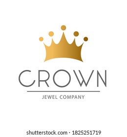 Golden sign crown king. Design modern logos princess crown for Business. Vector logotype isolated on white background.