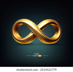 Golden sign of infinity. 3D. Vector illustration. object for design, banners