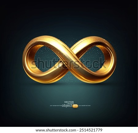 Golden sign of infinity. 3D. Vector illustration. object for design, banners