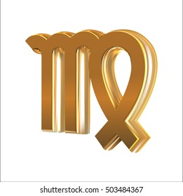 Golden sign Virgo, object made with mesh