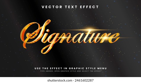 Golden signature editable text effect Template with luxury Style