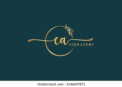 golden signature initial letter c a. golden signature Handwriting vector logo design illustration image
