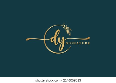 golden signature initial letter d y. golden signature Handwriting vector logo design illustration image