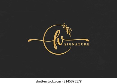 golden signature initial letter f v. golden signature Handwriting vector logo design illustration image