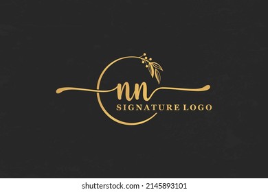 golden signature initial letter nn. golden signature Handwriting vector logo design illustration image