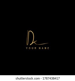 Golden Signature Logo D and C, DC Initial letter logo sign. Handwriting calligraphic signature logo template design.