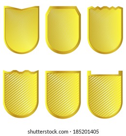 Golden signs set on the white background. Vector illustration.