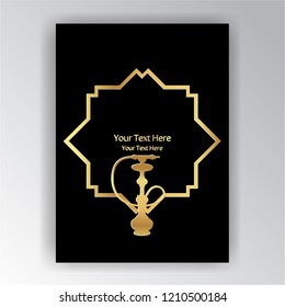 Golden silhouette hookah vector ilustration on black Art Deco/ Art Nuvo background, elegant retro backgroud, creative logotype . for web and print