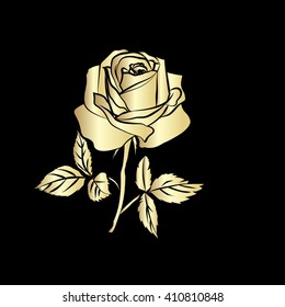 Golden Silhouette Rose Isolated On Black Stock Vector (Royalty Free ...