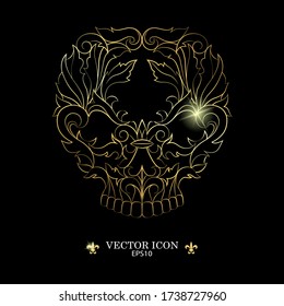 golden silhouette of a skull. Skull silhouette vector illustration. vector