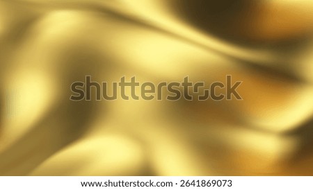 Golden Silk Background with Liquid Satin Wave and Luxury Fabric Cloth Pattern. Abstract Smooth Color for Elegant Material or 3D Drapery. Royal Gold Textile Texture with Velvet Gradient.