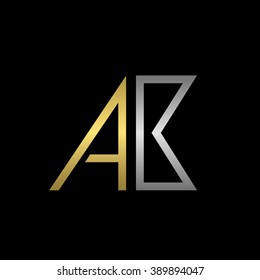 Golden A and silver B letters logo template for your business company