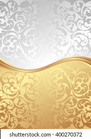 golden and silver background with vintage pattern