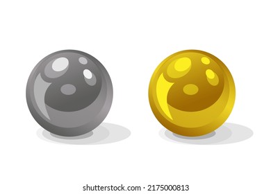 Bolas doradas y plateadas. Ilustración de material vectorial.
