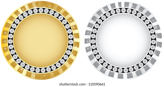 banner dorado y plateado