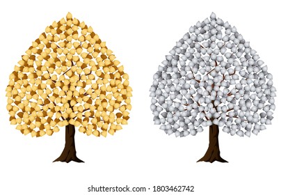 
Golden and silver Bodhi Tree, an important tree of Buddhism