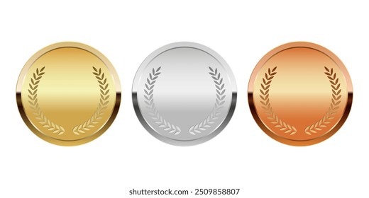 Golden silver and bronze award medal for sport and games