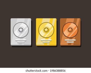 Golden, Silver and Bronze Disc Award for artis or content creator collection set illustration vector