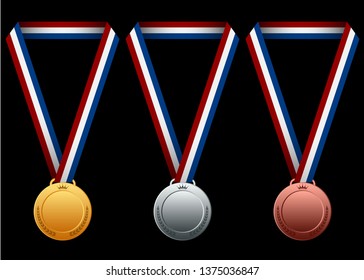 Golden silver bronze medal graphic vector