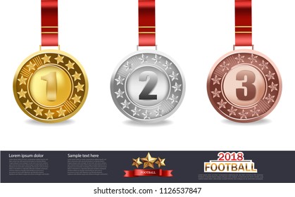 Golden, silver and bronze medals Vector illustration